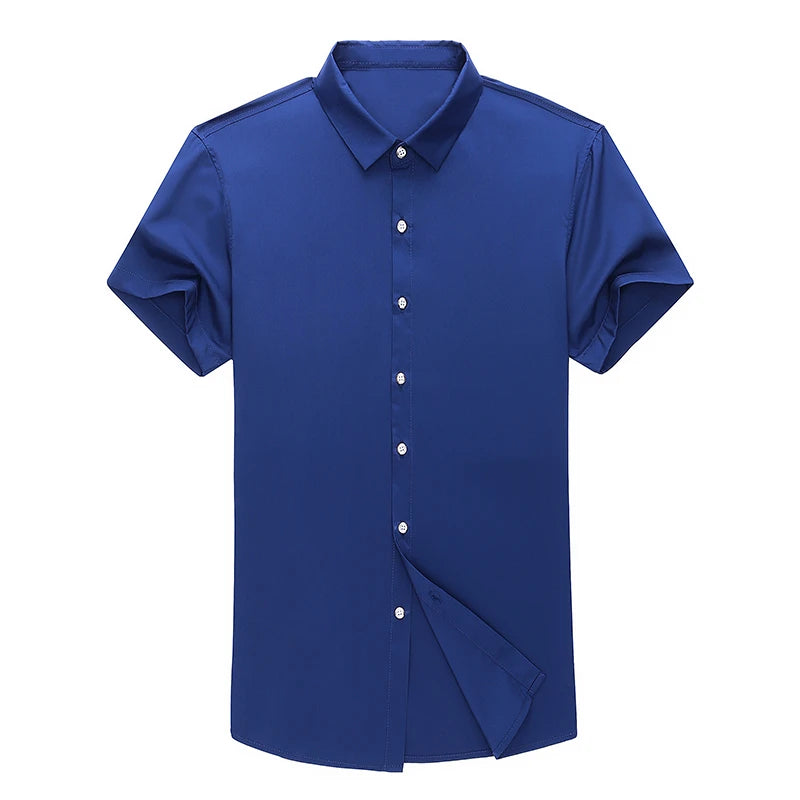 8 Colors Men's Casual Business Short Sleeved Shirt Wrinkle Resistant Fashionable Top
