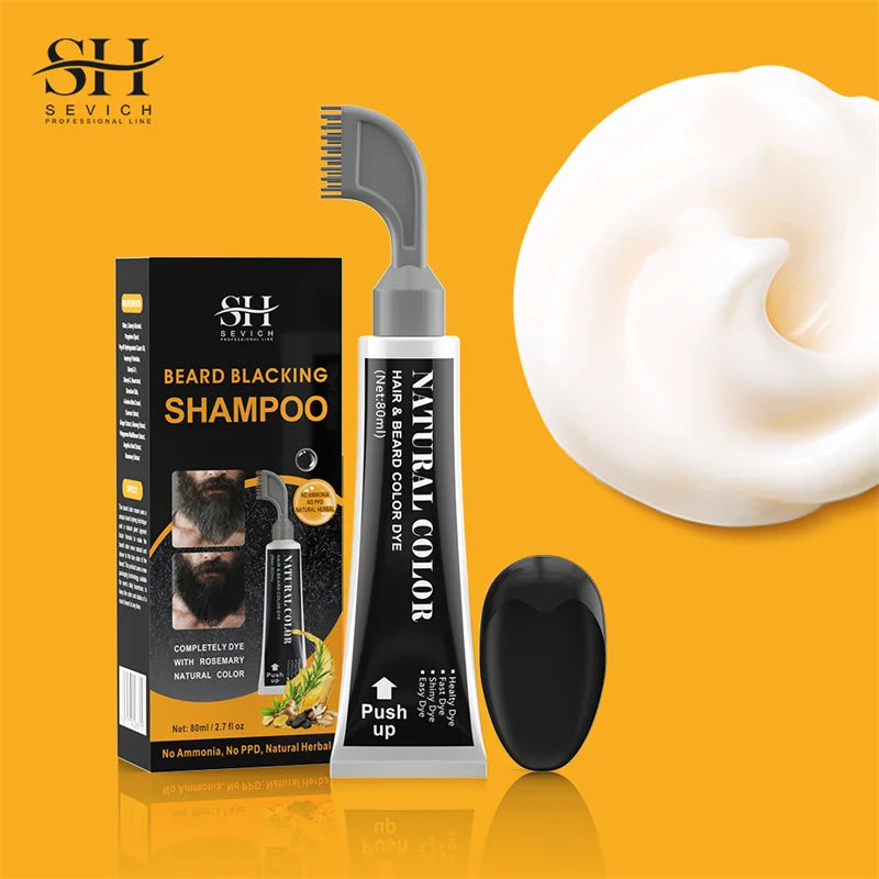 Rosemary Black Beard Dye Cream With Comb 3 Minutes Fast Instant Hair Dye Shampoo Herbal Extract Beard Cover Permanent Hair Dye