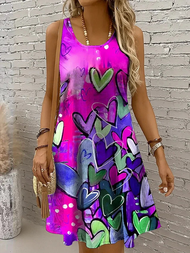 Women's Mini Dress A Line Dress Summer Dress Vacation Casual Boho Wedding Regular Fit Floral Graphic Leaf Sleeveless U Neck