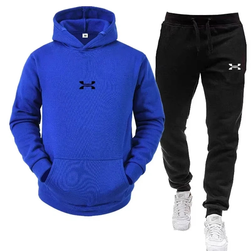 Men Women Hoodie Jogger Pants 2Pcs Set, Casual Street Tracksuit With Small Logo