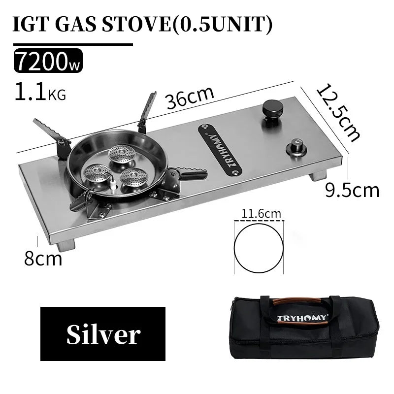 IGT Half-Unit Gas Stove 7200W High Power Stainless Steel IGT Burner Plate Folding Camping Igt Gas Burner BBQ Grill Desktop Stove