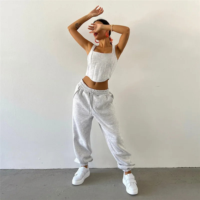 2026 autumn and winter new women's clothing hooded sweater blouse suspender small vest waist trousers three-piece women's