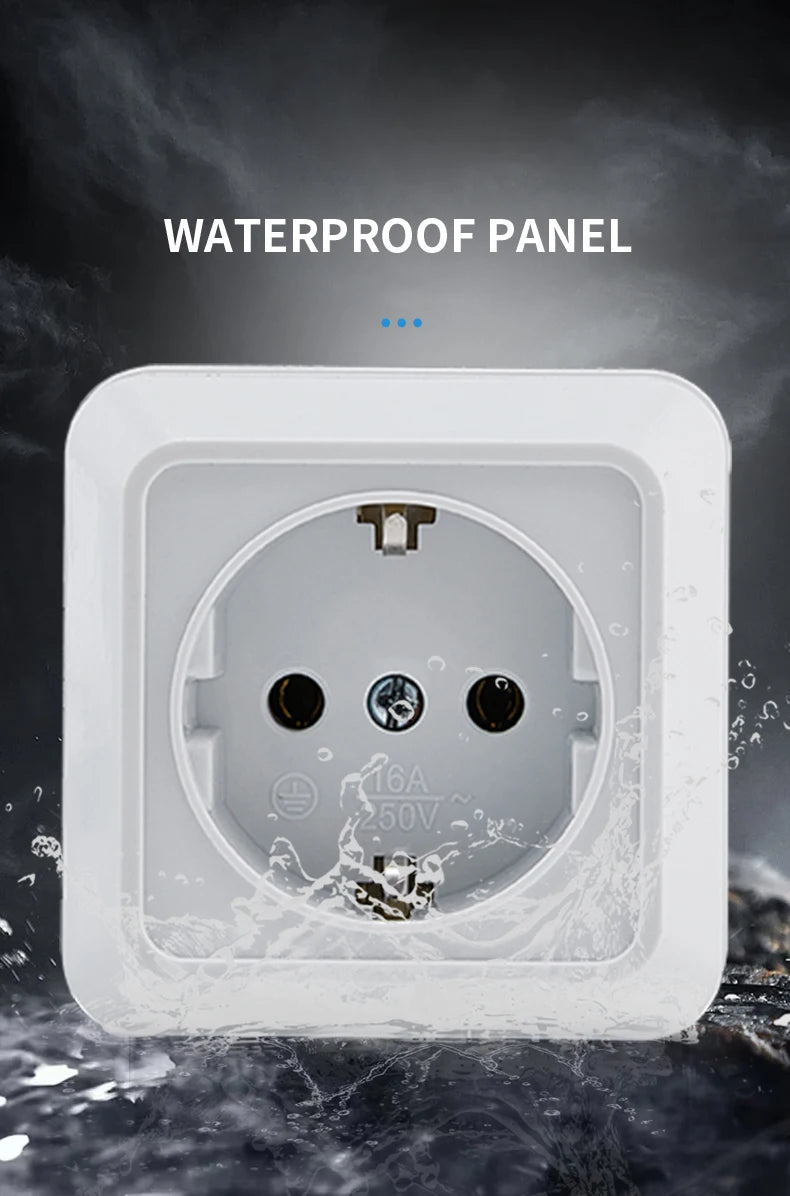 WESA White Wall Mount Socket EU Standard Electrical Outlett Ground Vintage Surface Power Socket Plugs Flame Retardant Plastic