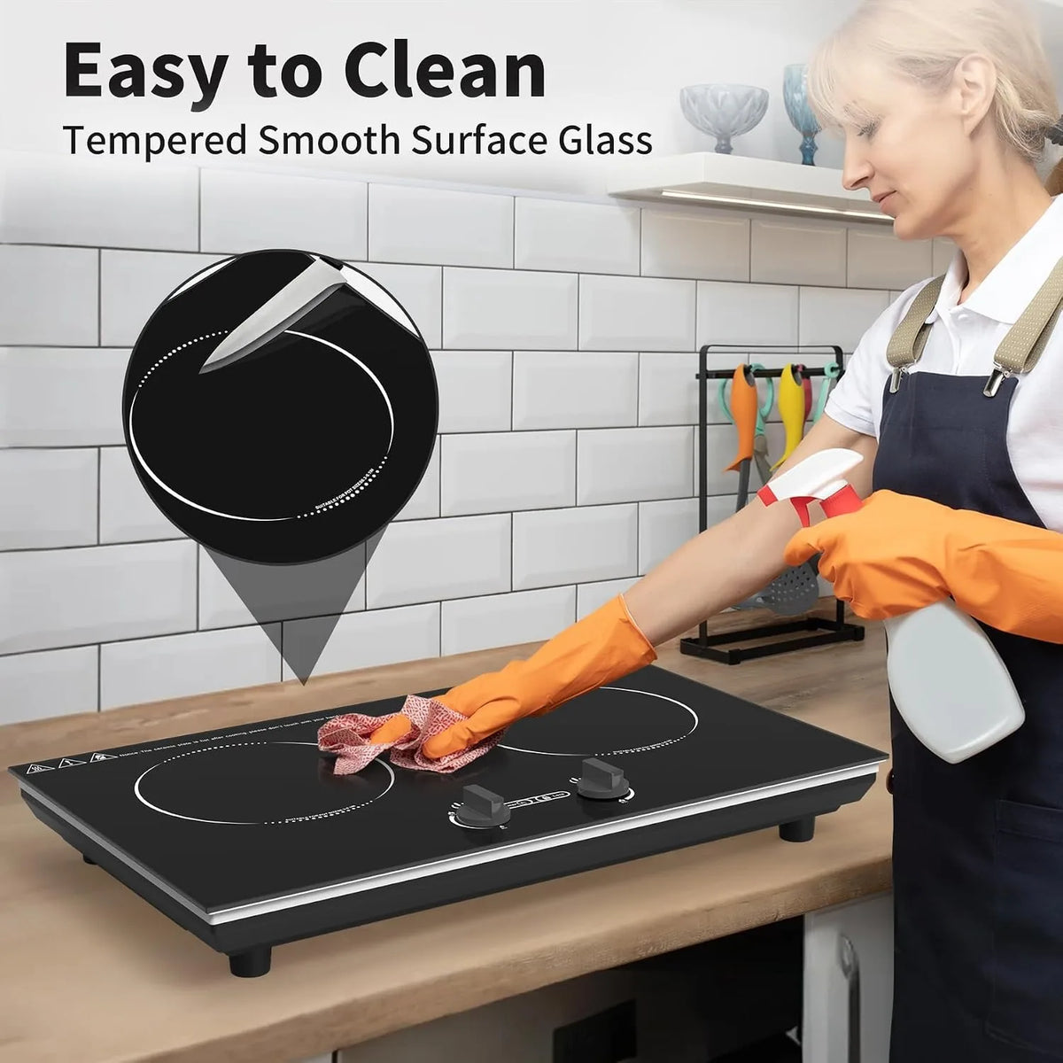 Electric Stove 2 Burner Induction Cooktop with 9 Power Levels Kids Lock Timer