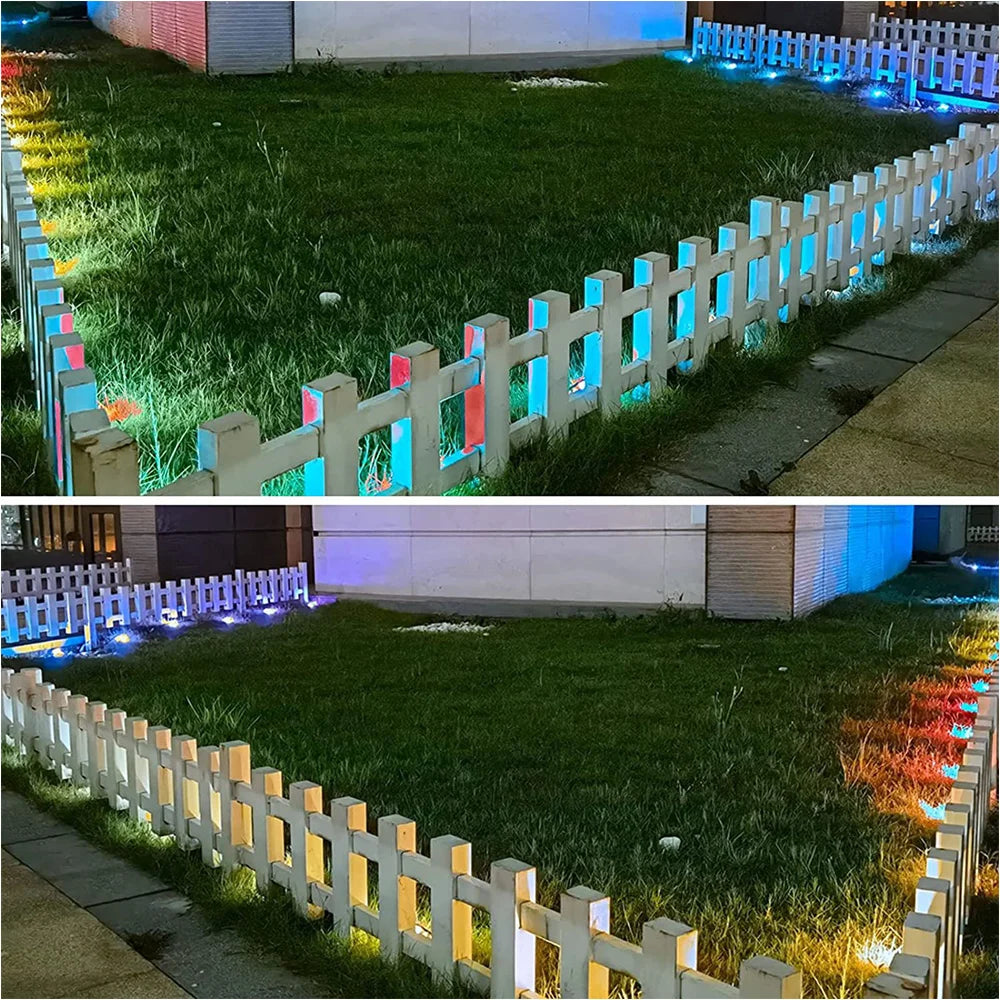 10pcs RGB LED Deck Light with Remote Control DC12V IP67 Waterproof Underground Lamp Dimmable Garden Stair Landscape Lighting
