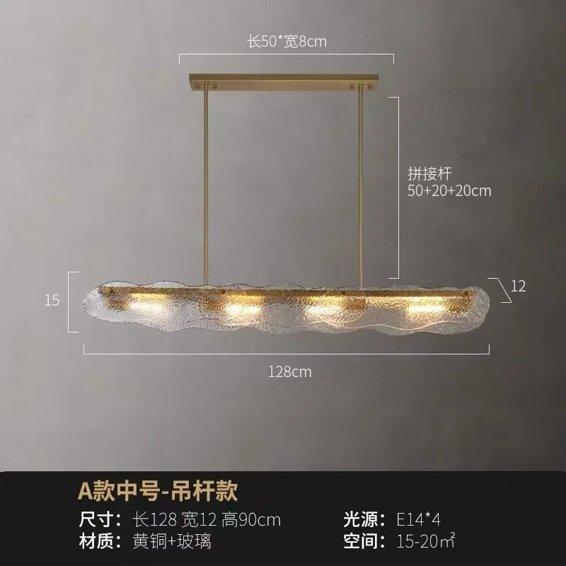 Restaurant modern simple glass crystal bar counter front desk exhibition hall strip decorative lamp