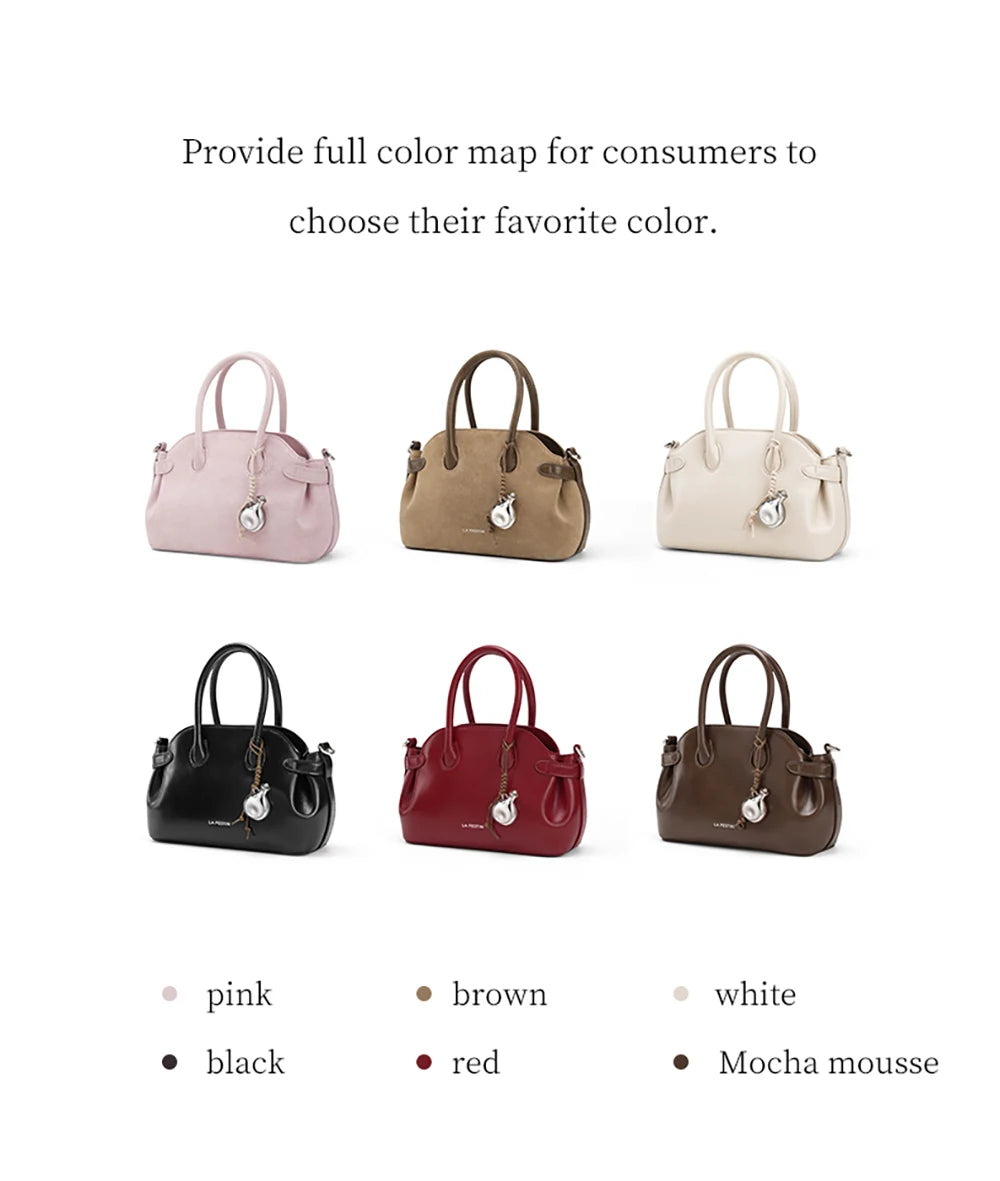 LA FESTIN Original Brand Women's Bag 2025 New Suede Bag Luxury Designer Handbag Boston Bag Shoulder Crossbody Bag Bowling Bag