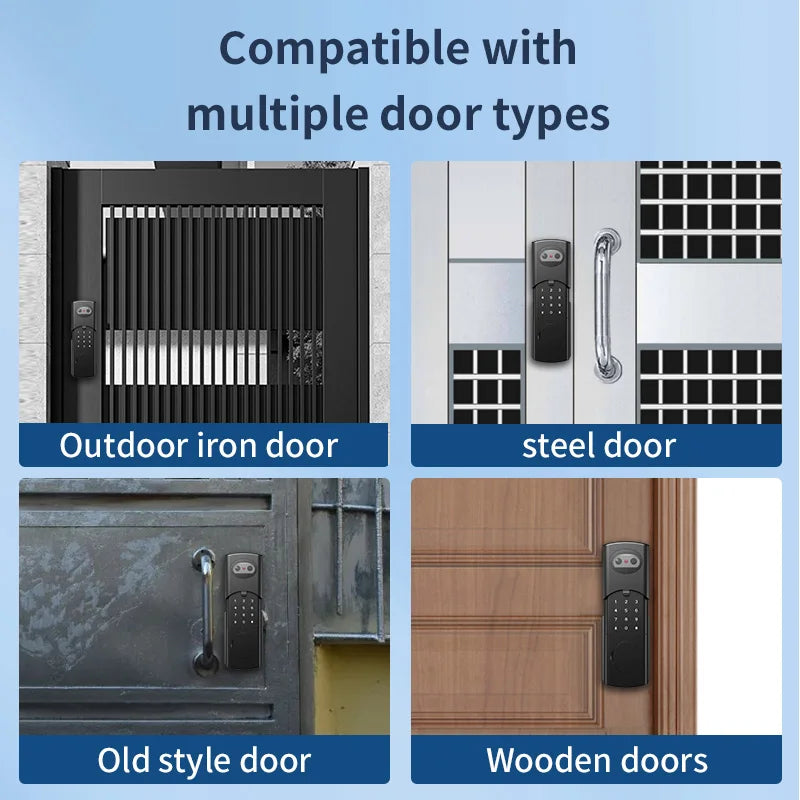 Waterproof Intercom Face Recognition Tuya Wifi Fingerprint Code RFID Card Smart Lock with Doorbell/Rechargeable Li-Battery/Keypa