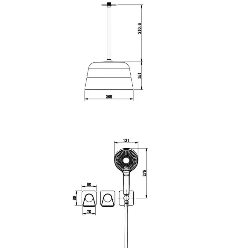 Brushed Gold Bathroom Shower Faucet Set 2 Way Rainfall Bathtub Mixer Hot Cold Water Mixed Tap ceiling arm Embedded Box