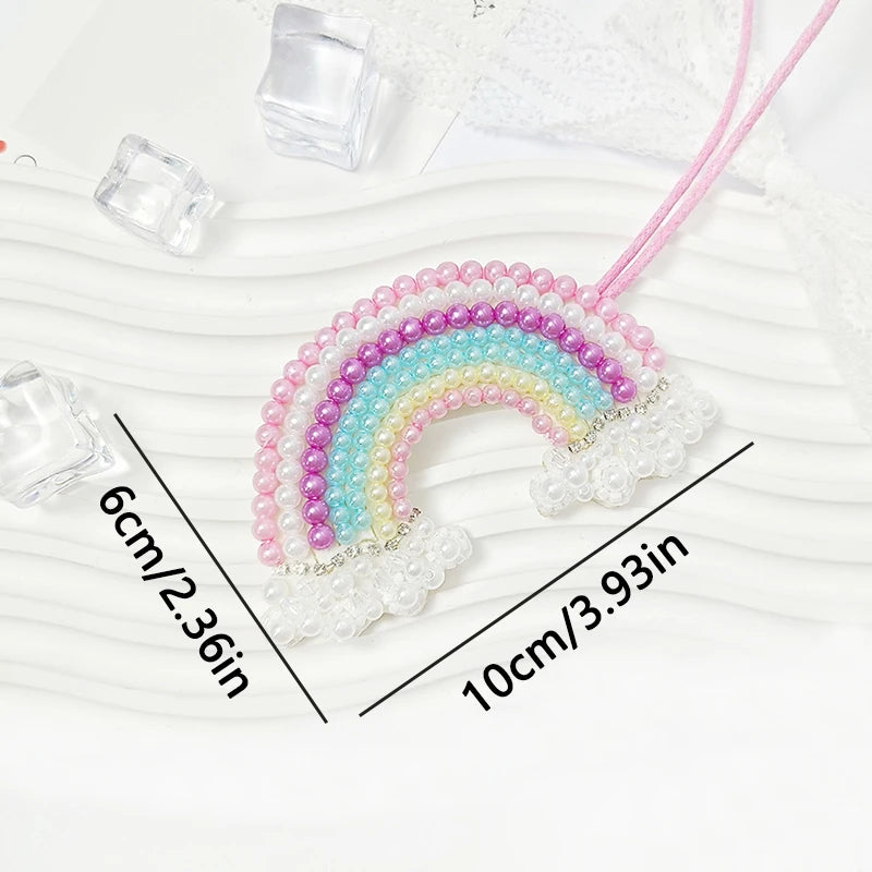 3D Handmade Rhinestone Beads Bag Charm, Crystal Lanyard Patches Keychains, Hanging Rope Patches, Backpack Pendants Decor