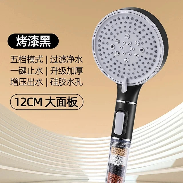 5 Modes High Pressure Shower Head Anti Limestone Filter Hygienic Remove Calcario Shower with Holder and Hose Bath Accessories