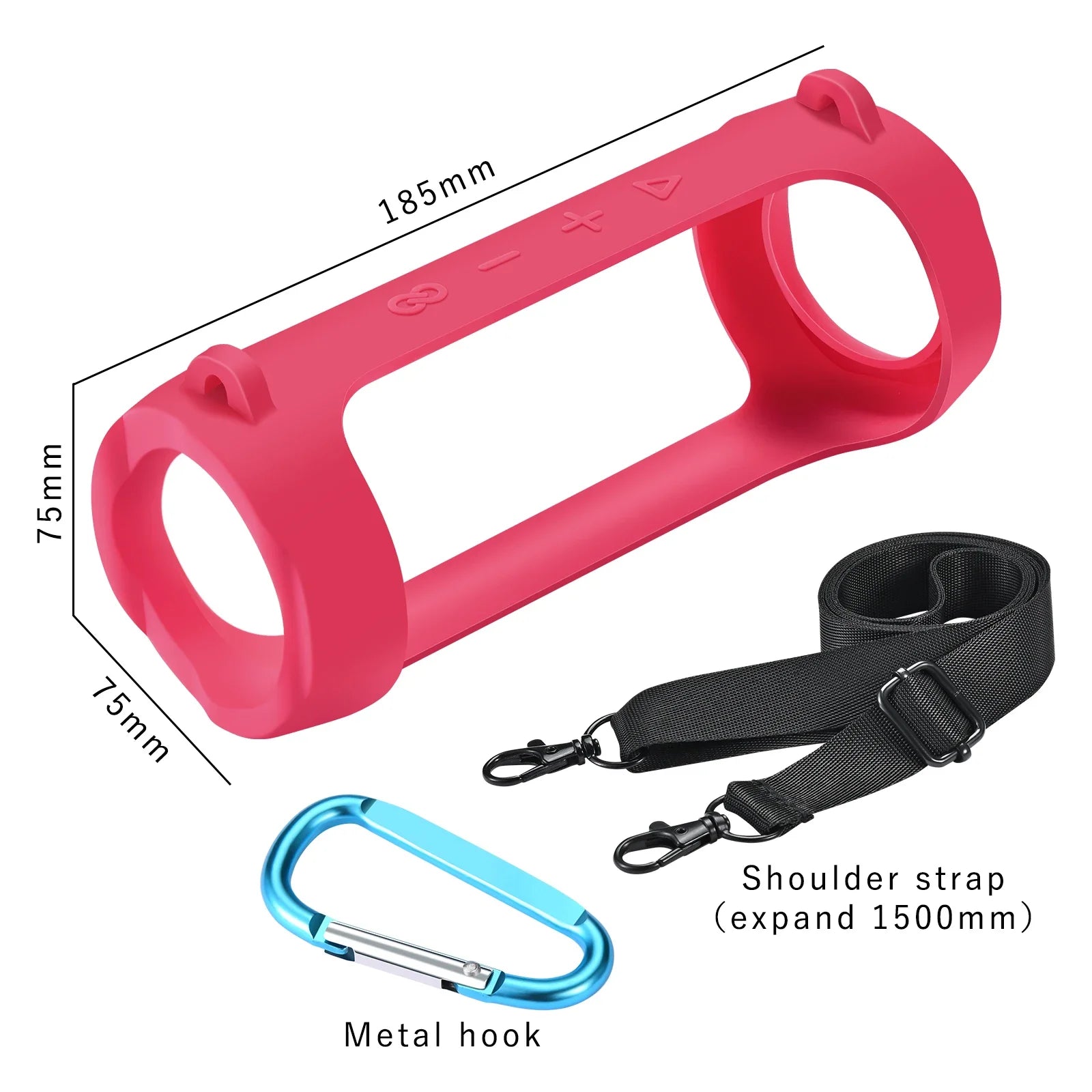 For JBL Flip 6/Flip 5 Silicone Travel Carrying Pouch with Carabiner Waterproof Portable Speaker Protective Case Adjustable Strap