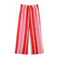 BSAY 2026 Women's Striped 2-Piece Outfit Short Sleeve Shirt Top + Elastic Waist Wide Leg Pants Set Casual Summer Matching Sets