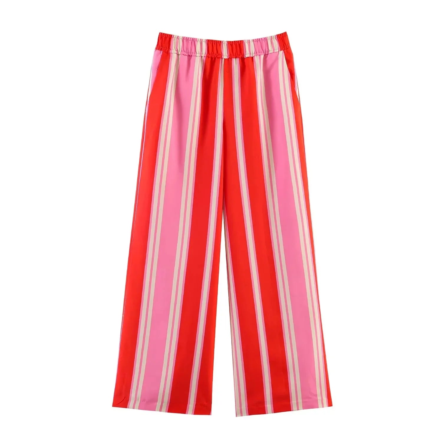 BSAY 2026 Women's Striped 2-Piece Outfit Short Sleeve Shirt Top + Elastic Waist Wide Leg Pants Set Casual Summer Matching Sets