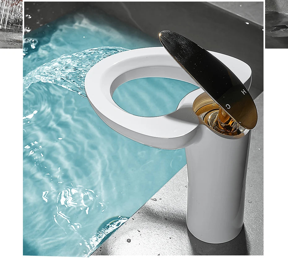 Black Basin Faucets Waterfall Bathroom Faucet Single handle Basin Mixer Tap Bath Faucet Brass Sink Water Crane Silver 855964