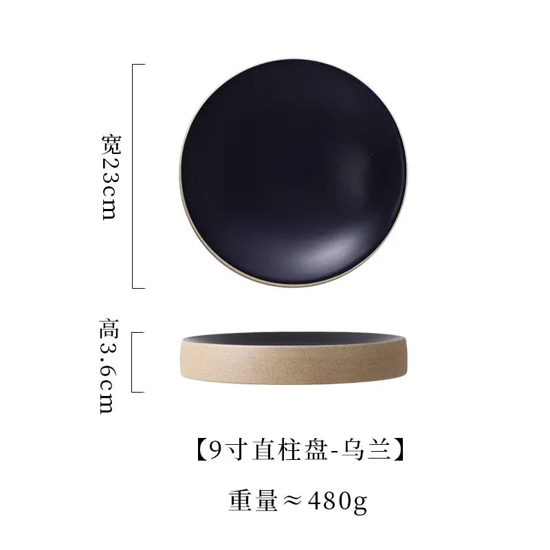 Premium Western Cuisine Plate Retro Round Plate Commercial Ceramic Tableware Cylinder  Simple Cake Dim Sum