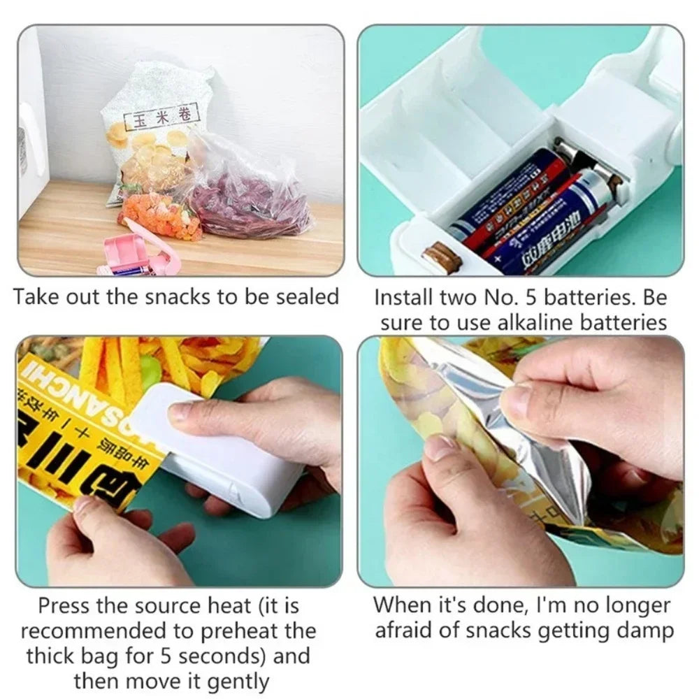Portable Mini Heat Sealer for Plastic Bags Snack Food Bag Sealing Machine Package Closure Sealer Home Kitchen Storage Accessorie
