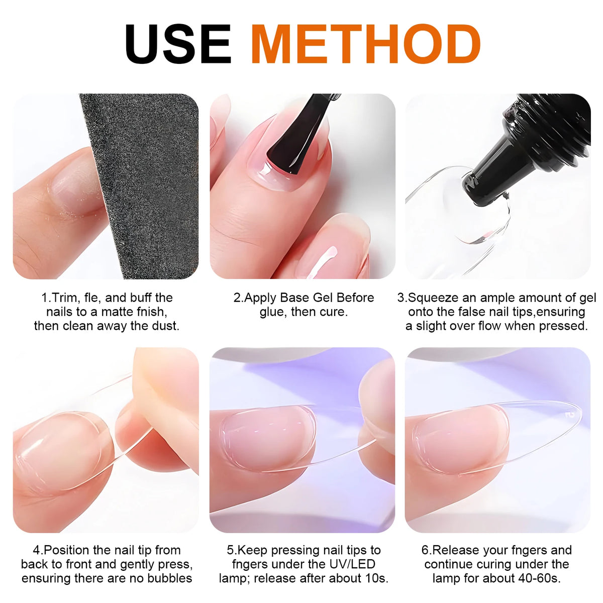 Solid Nail Glue Nail Tips Gel for Press On Nails,Acrylic Nail Gel for Manicure Extension,False Nails Adhesive Glue Long Lasting