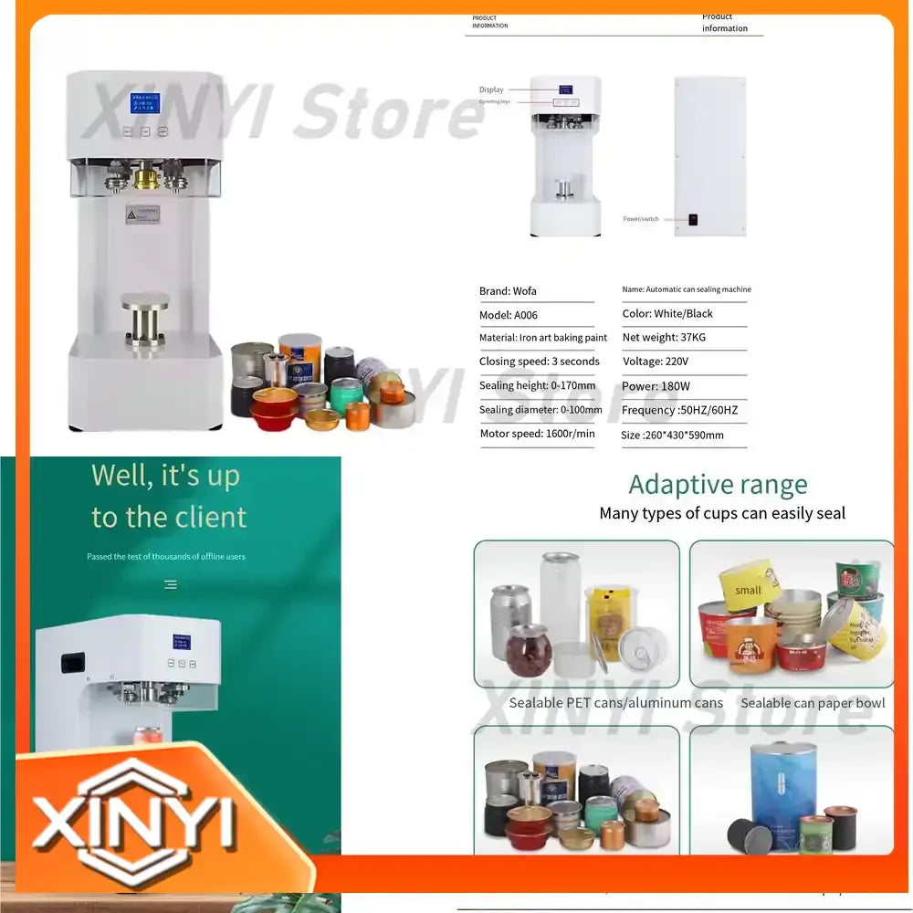 Electric Full Automatic Can Sealing Machine for Food Beverage Cup Seamer Cap Lids Close Sealing for Commercial Use Industrial