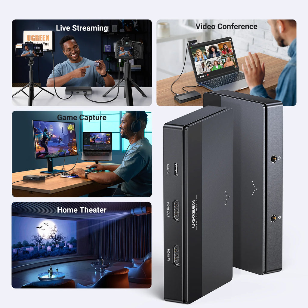 New! UGREEN Video Capture Card 4K60Hz HDMI to USB/USB-C HDMI Video Grabber Box for PC Computer Camera Live Stream Record Meeting