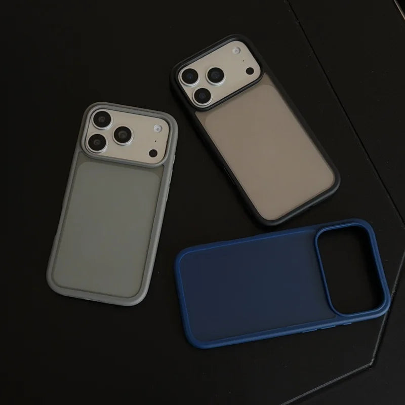 Original Translucent Glossy Matte Texture Case For iPhone 17 16 15 14 13 Pro Max Business Simple Armor Shockproof Hybrid Cover