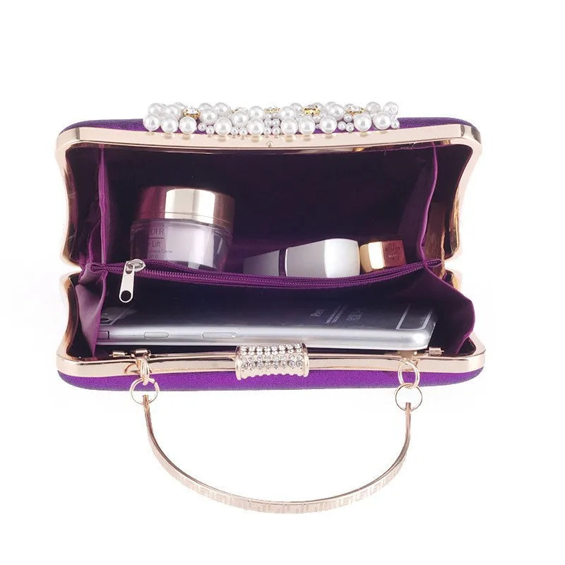 Women's Diamond Dinner Bag Portable Party Banquet Pearl Cheongsam Dress Fashion Rhinestone Handheld Clutch Bag Bolsas Grife Luxo