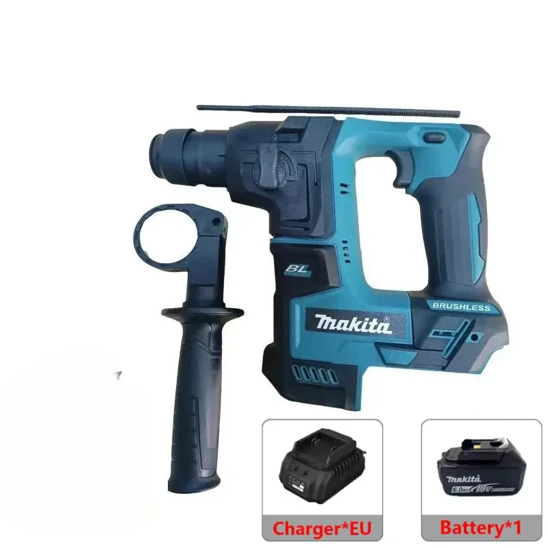 Makita Cordless Power Tool Set: Cordless Rotary Hammer, Rivet Gun, 12V Mini Angle Grinder, Cordless Saw, Air Inflator