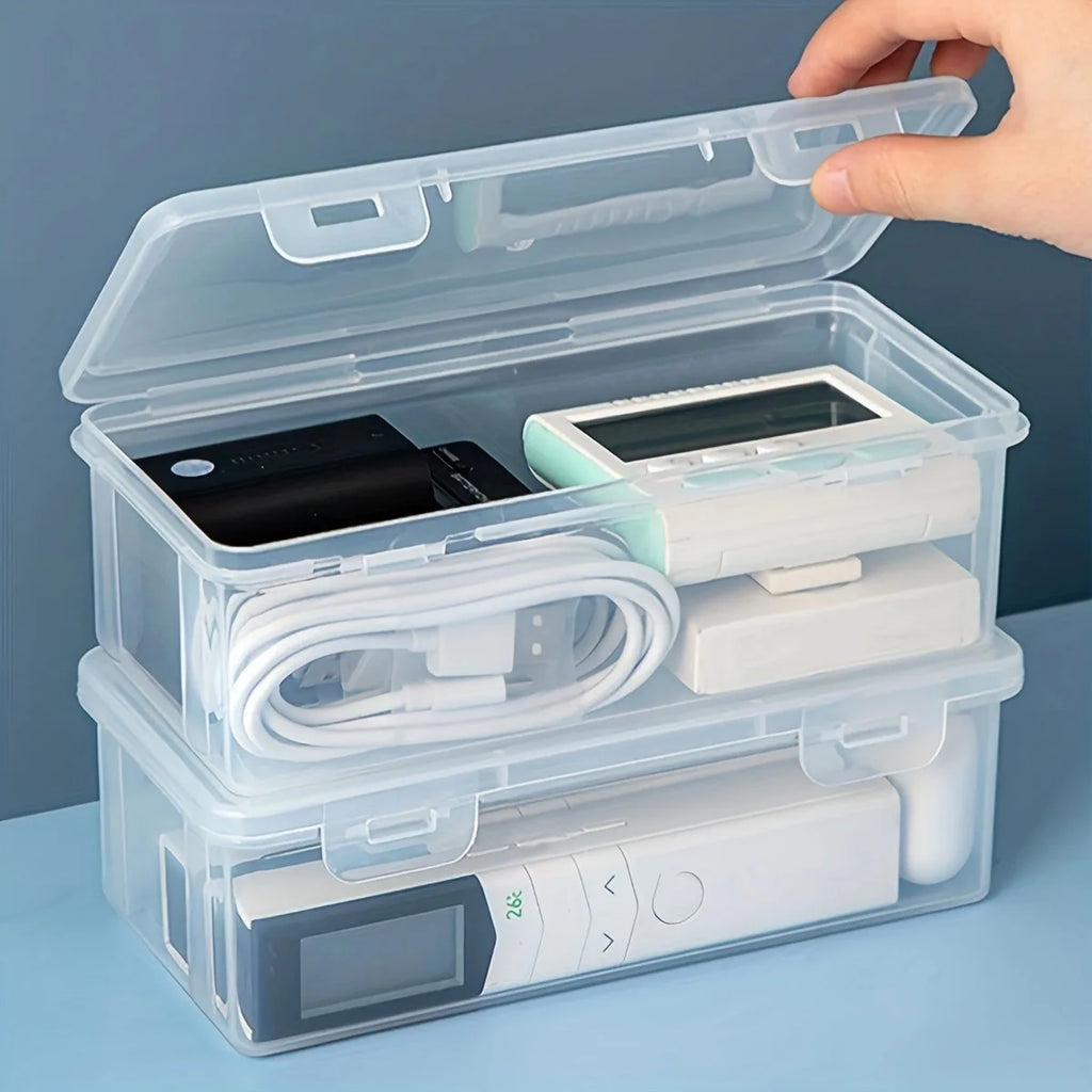 1pc Data Cable Storage Box with Lid, Charger, USB Flash Drive, Headphone Storage Container, Miscellaneous Sorting Box