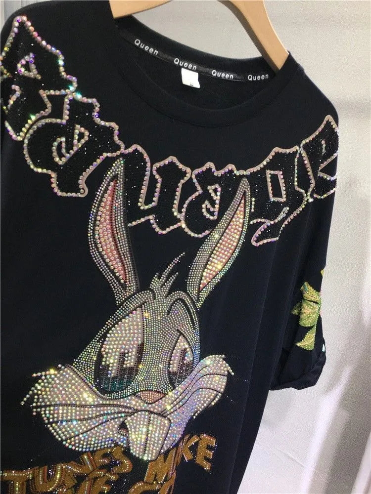 Fashion Printed T Shirts for Women Clothes Casual Flowers Cartoon Diamonds Female Short Sleeve Tops Tee женская одежда Plus Size