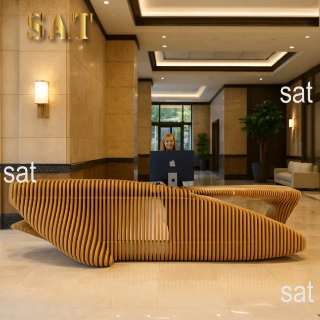 *Customized Reception Desk Modern Furniture Solid Wooden  Table Parametric Furniture  Parametric Furniture