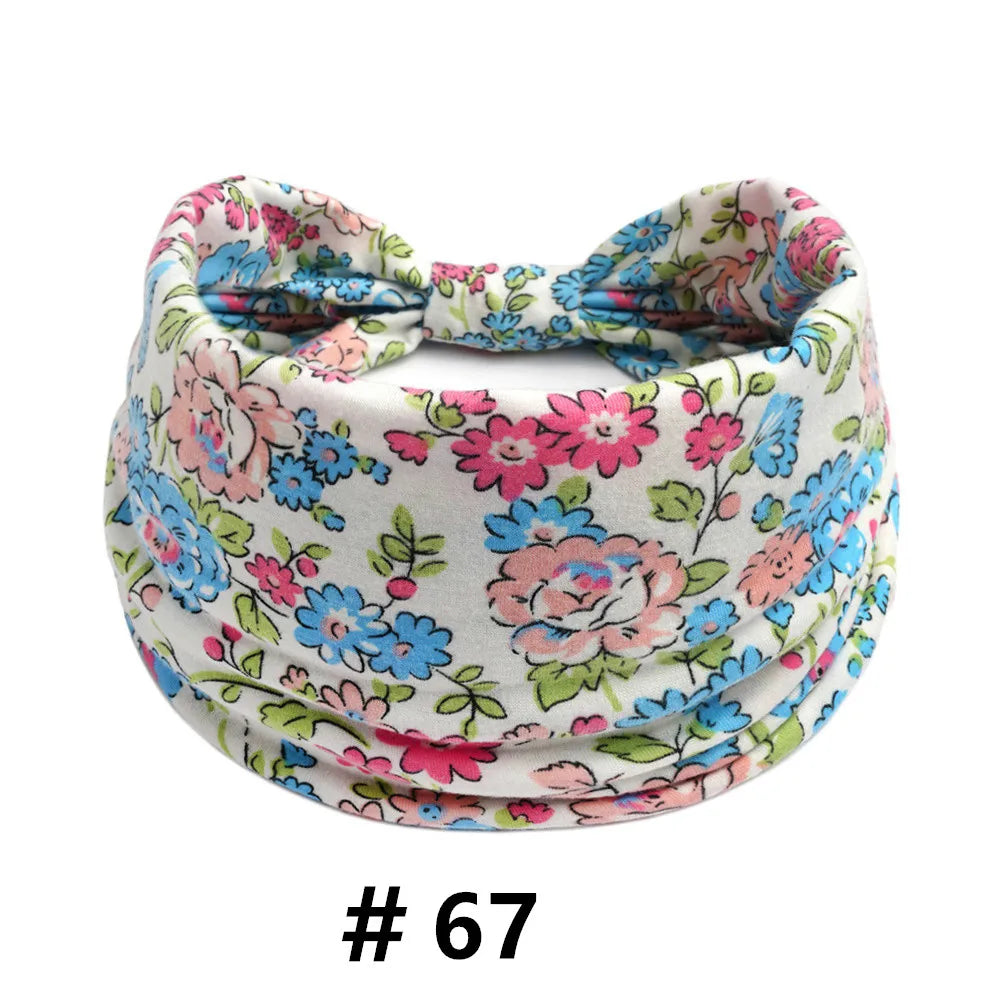 Boho Headbands for Women Cotton Wide Head Bands Stretch Hairband Non Slip Workout Yoga Running Turban Headwrap Hair Accessories