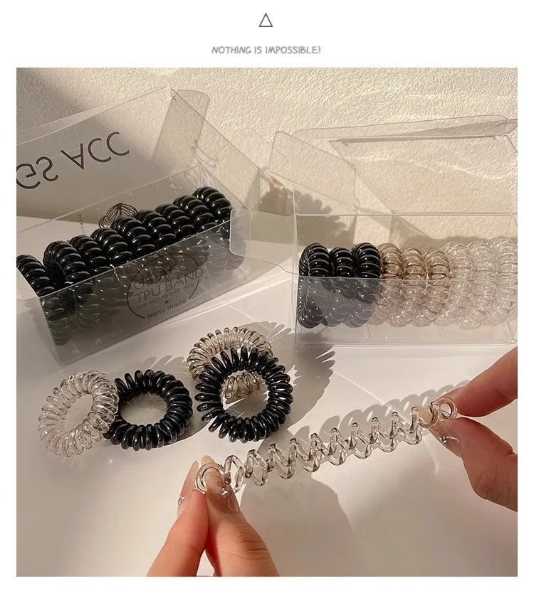 High Grade Gradient Telephone Cable Hairband Feminine Temperament No Harm High Elasticity Durable Rubber Band Hair Rope
