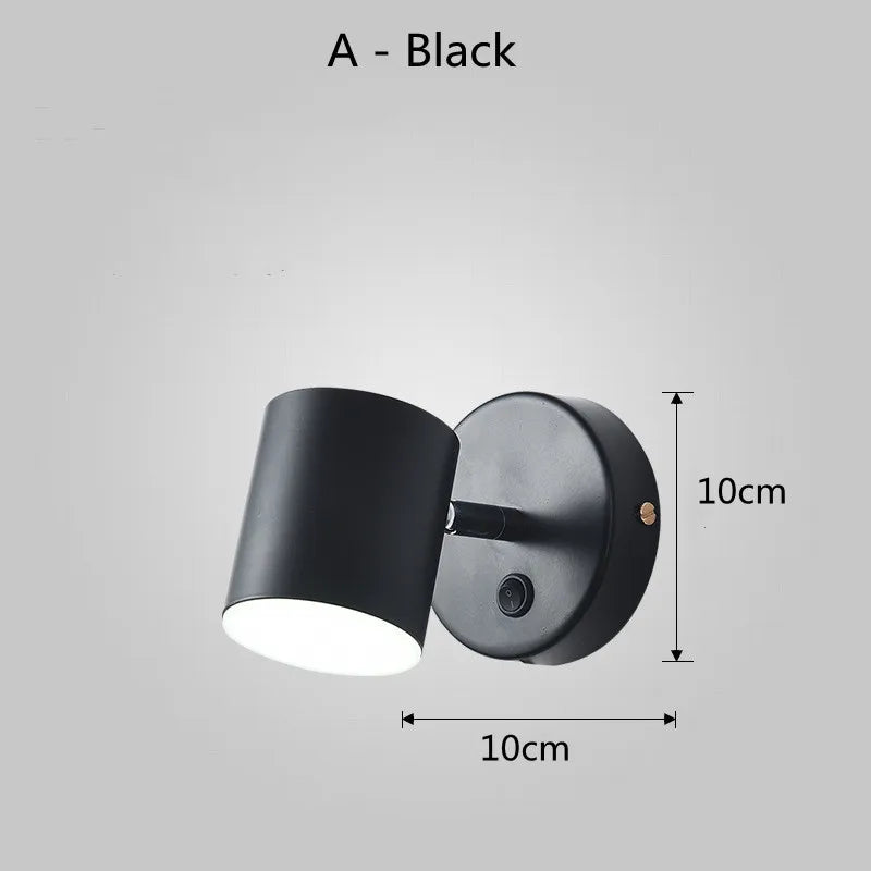 5W Wall Lamp Black/White Modern Aisle Wall Light Adjustable For Bedside Bedroom Lights Corridor sconce AC110-240VGU10 LED Switch