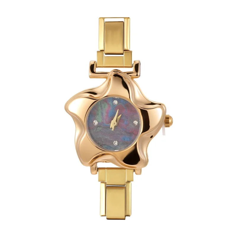 Irregular alloy case Arabic numeral classic dial Stars-shaped diamond-encrusted fashion Stainless Steel Bracelet ladies watch