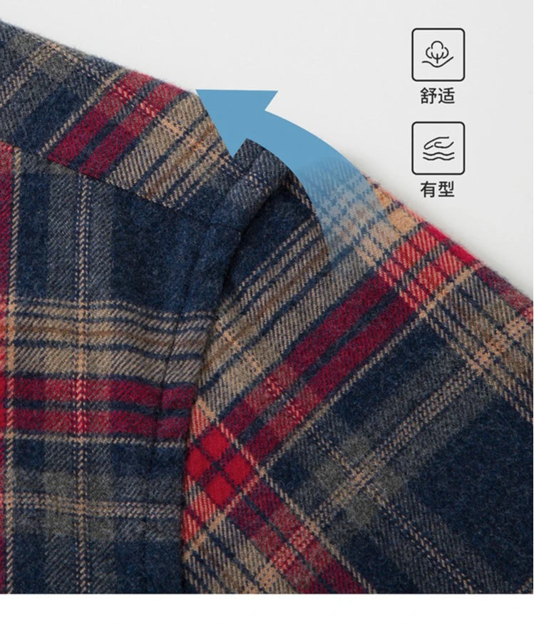 100% Cotton Flannel Shirt Long Sleeve, Plaid Winter Casual Shirt, Anti-Wrinkle Soft Brushed Fabric, Multi-Color Sizes M-4XL