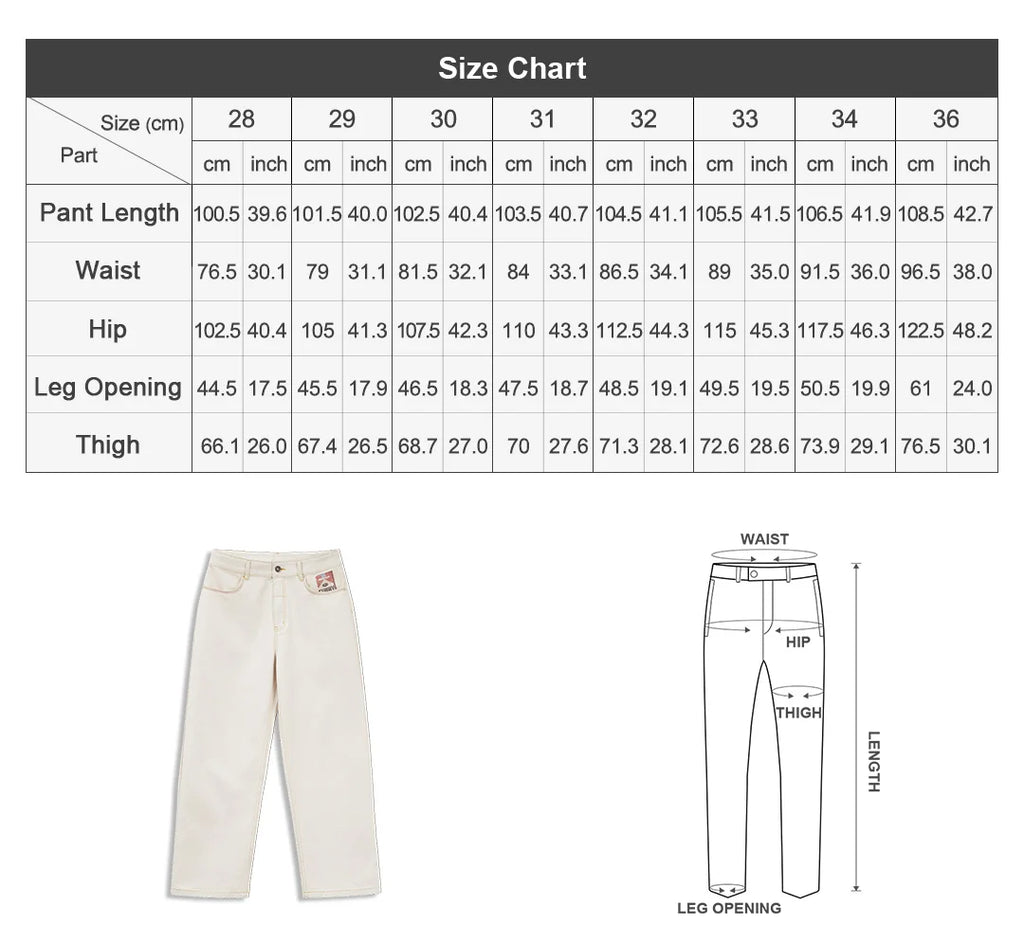 Maden Men's Vintage White Heavyweight Washed Jeans Straight 100% Cotton CleanFit Casual Pants with Zip Fly for Spring and Autumn