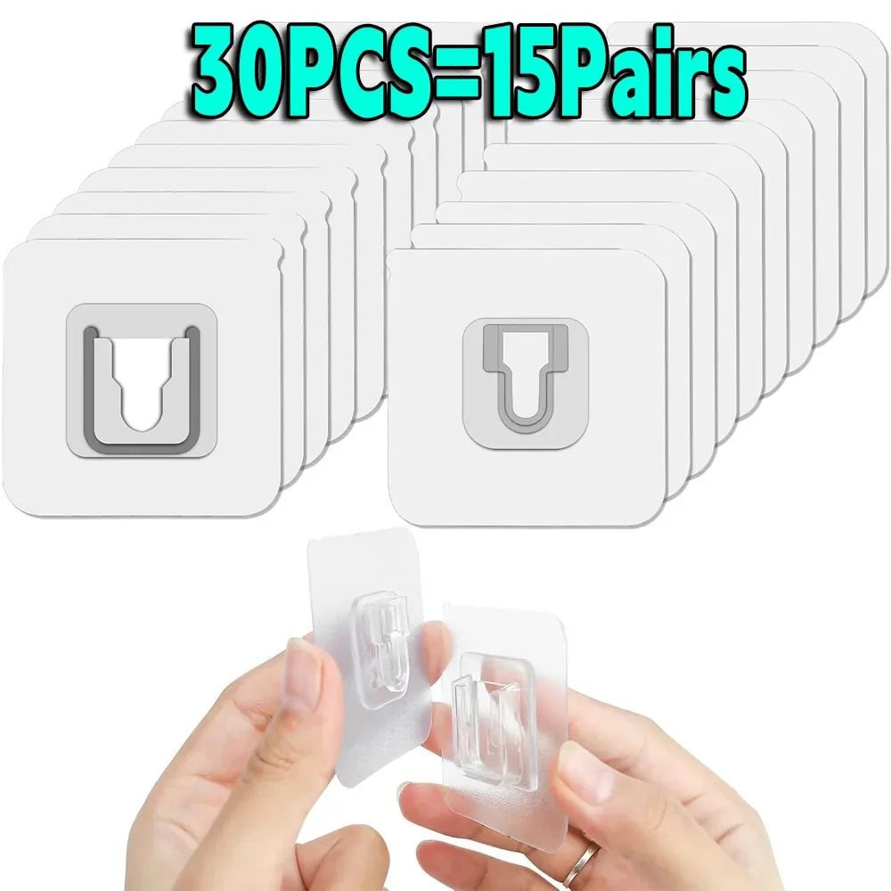 Double-Sided Adhesive Wall Hooks Hanger Strong Transparent Suction Cup Sucker Hooks Kitchen Bathroom Storage Plug Socket 2030