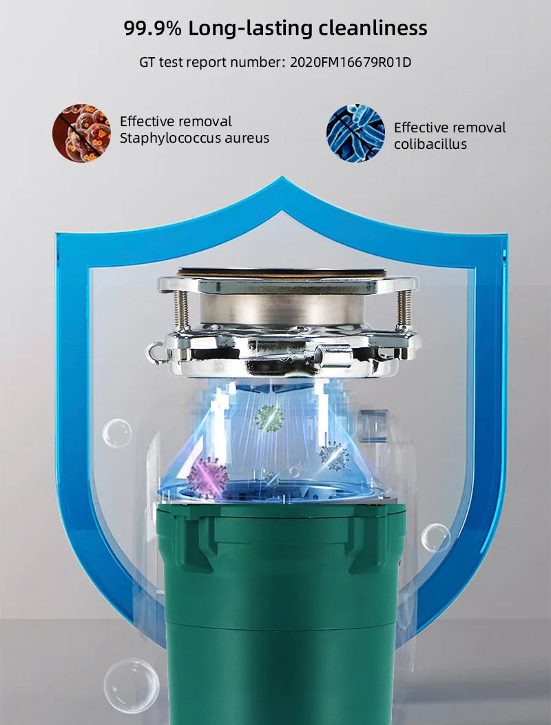 Dynamic Balance Technology 1250ml Stainless Steel Bacteriostatic Electric Sink Garbage Disposal Food Shredder 0.69