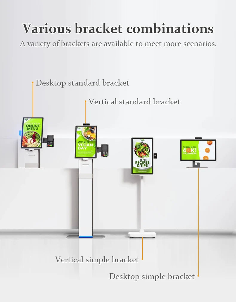 Wall Mounting Touch Screen Kiosk Floor Standing Query Machine Modern Payment Kiosk With Barcode Scanner