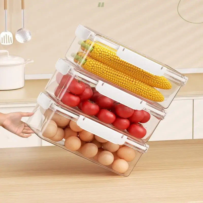 All-in-One Kitchen Organizer, Clear Stackable Containers for Fridge & Lunch, Keeps Fruits Fresh, Saves Time on Meal Prep