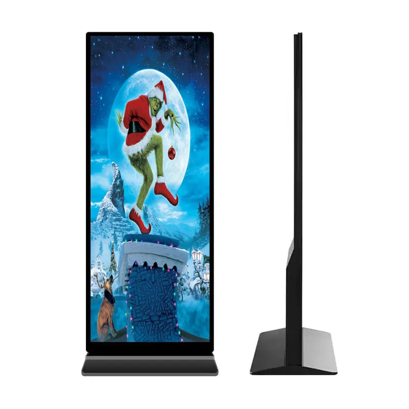 OEM 70 75 86 inch vertical full screen LCD kiosk floor rack advertising display totem indoor digital signage poster