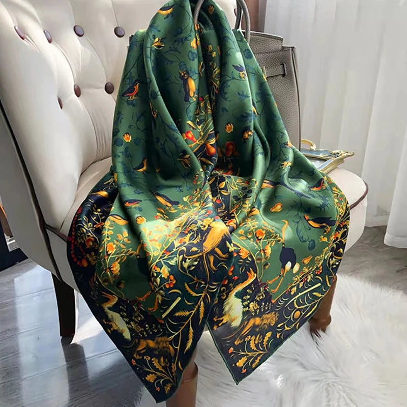 Paisley Print Square Scarf Vintage Imitation Silk Shawl Scarf Elegant Cashew Pattern Women Windproof Outdoor Head Wrap