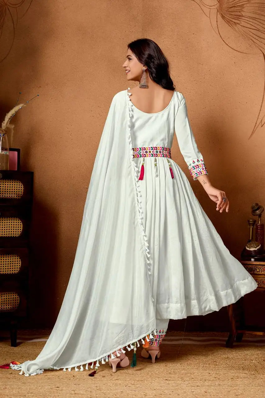 Premium Simple Traditional Wedding Diwali Party Muslin Jaipur Print Anarkali Suit Women Eco-Friendly Breathable Silk Custom