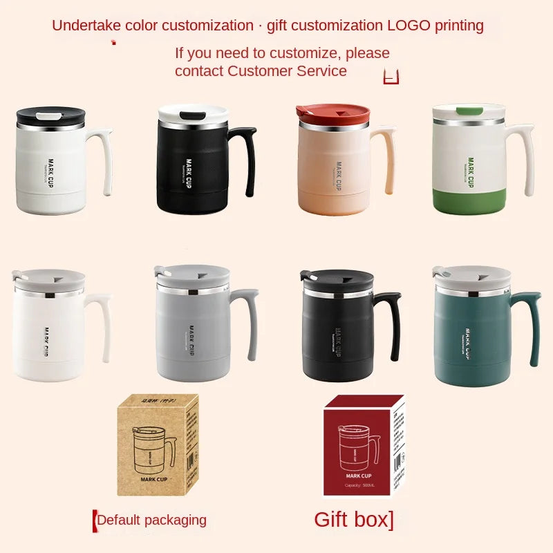 304 Stainless Steel Mug with Lid and Spoon Office Water Cup  High Aesthetic Coffee Cup, Breakfast Cup Water Bottles
