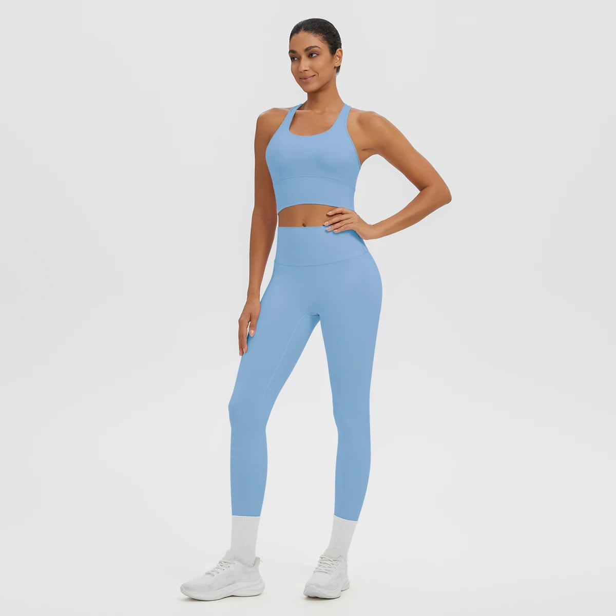 2PCS Women's Sports Pants Yoga Set Sexy Backless I-shaped Vest with Chest Pad Shock-absorbing Running Yoga Tank Top Yoga Pants