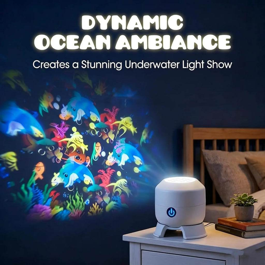 Rotating Projector Night Light USB Power LED Ocean Projector Light Dynamic Atmosphere Lamp for Bedroom Party Decor Birthday Gift