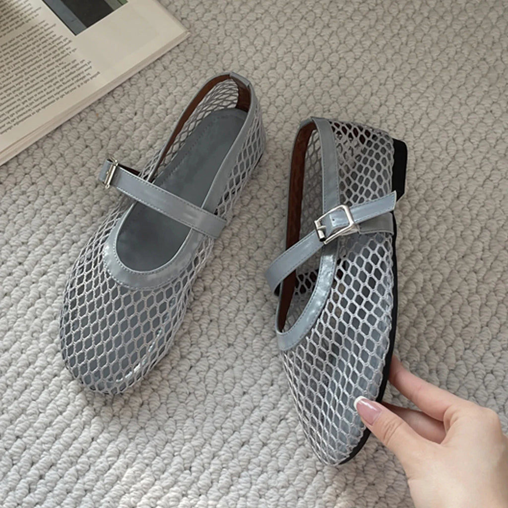 Eilyken Summer Women Cosy Mesh Flat Heels Shoes Round Toe Buckle Strap Casual Ladies Sandals Zapatos De Mujer