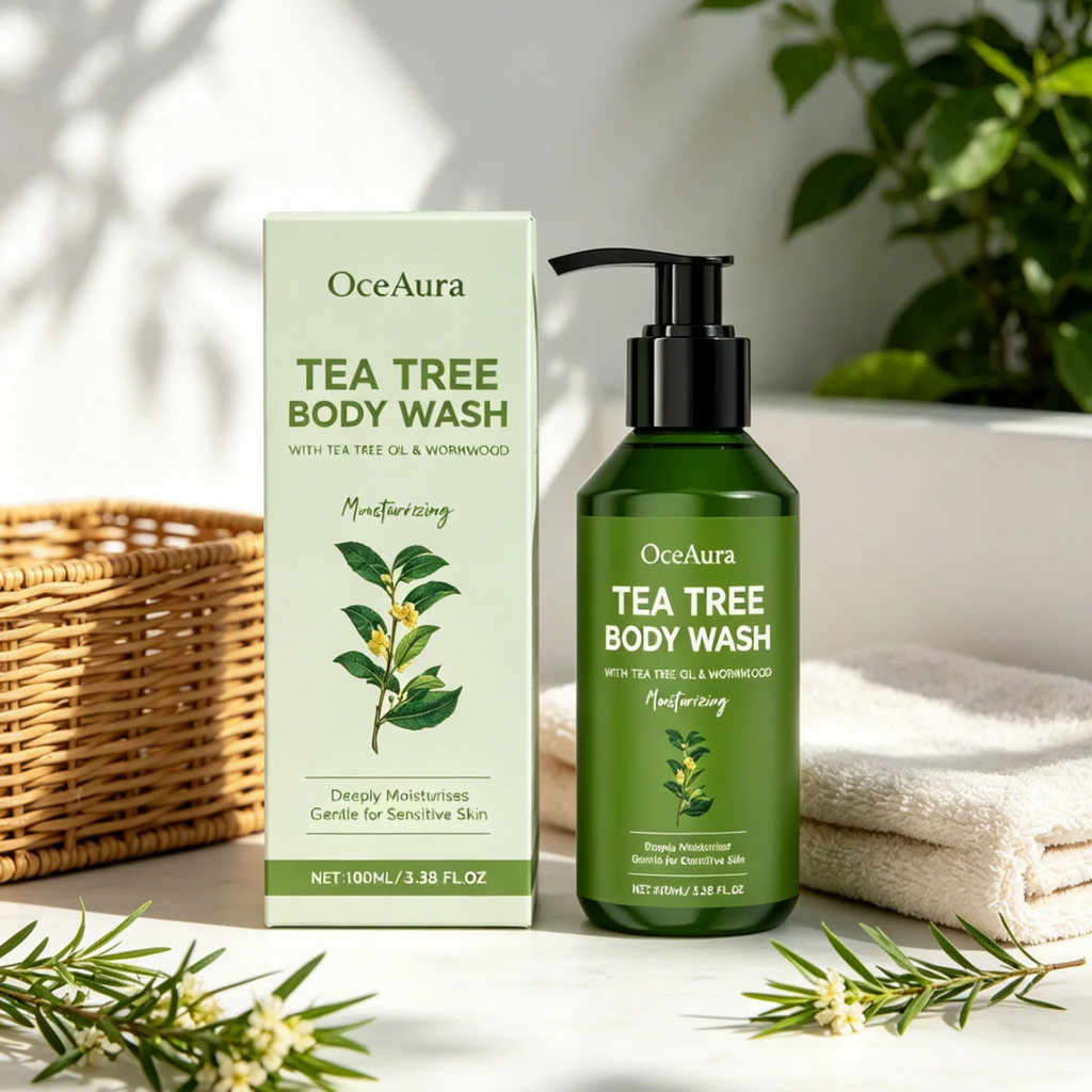 OceAura Tea Tree Body Wash Deep Cleaning Refreshing Skin Moisturizing Soft Skin Friendly Long Lasting Fragrance Shower Gel 100ml