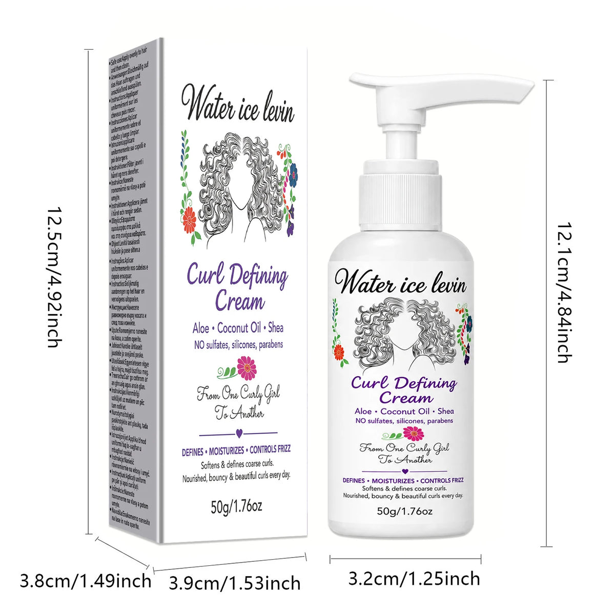 50g Curl Defining Cream Sulfate Silicone Paraben Free Define Curls Control Frizz Nourish Bouncy Curly Hair Styling Cream