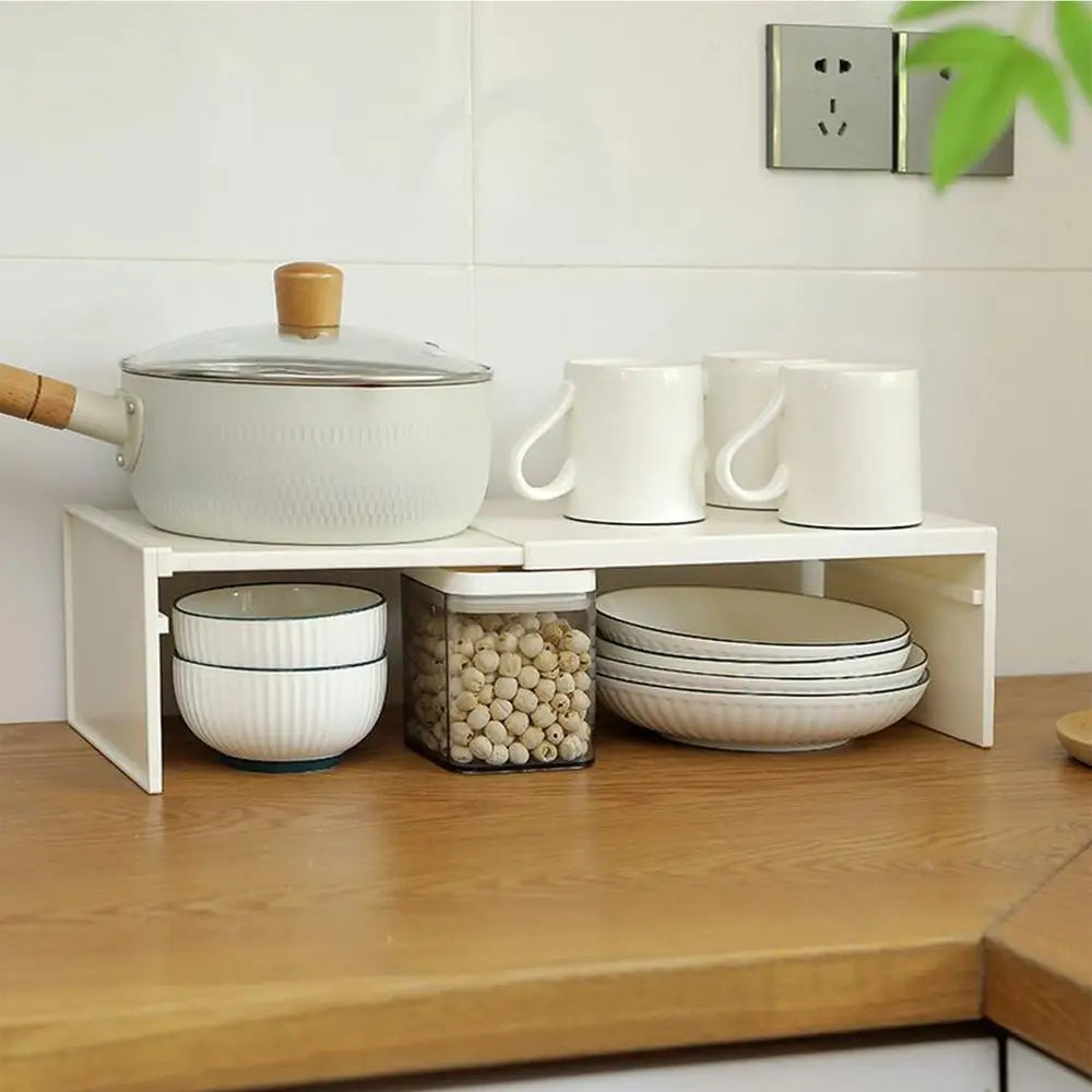Kitchen Stretchable Cabinet Shelf Cupboard Separated Storage Rack Countertop Organizer Shoe Organizer Shelf Save Space